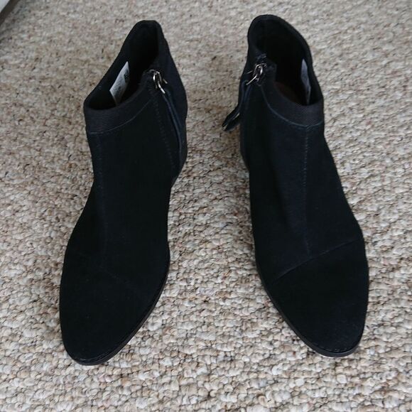 Toms Black Loren Suede Wool Blend Stacked Heel Ankle Bootie size 7.5 - Picture 5 of 12